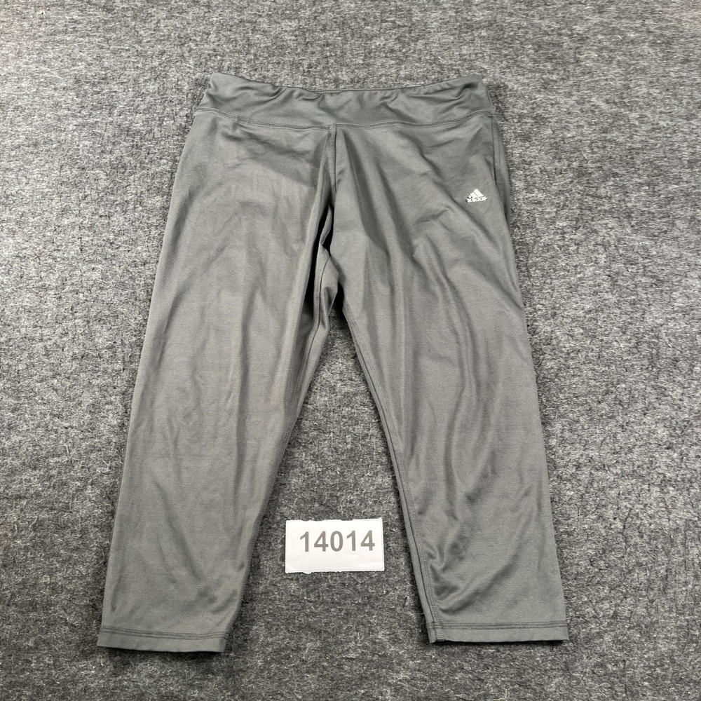 Adidas Leggings Womens Large Gray Logo Athletic Running Performance Pull On